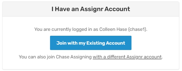 I have an Assignr Account Example Button Image
